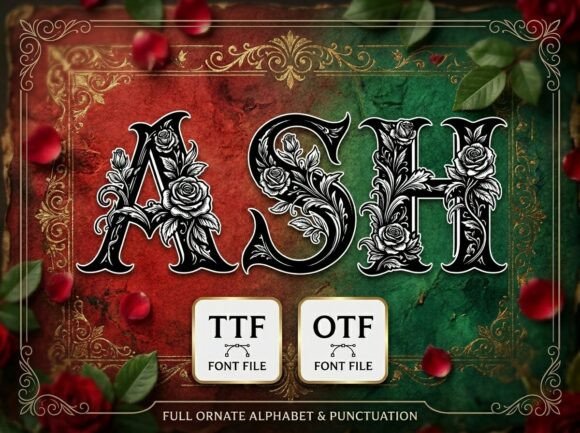 Ash: Victorian Botanical Elegance for Your Designs