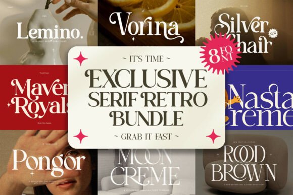 Exclusive Serif Retro Bundle: Vintage Charm Meets Modern Design